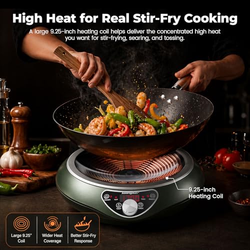 ABangDun 1700W Concave Induction Wok Burner, 120V Electric Wok Cooker
