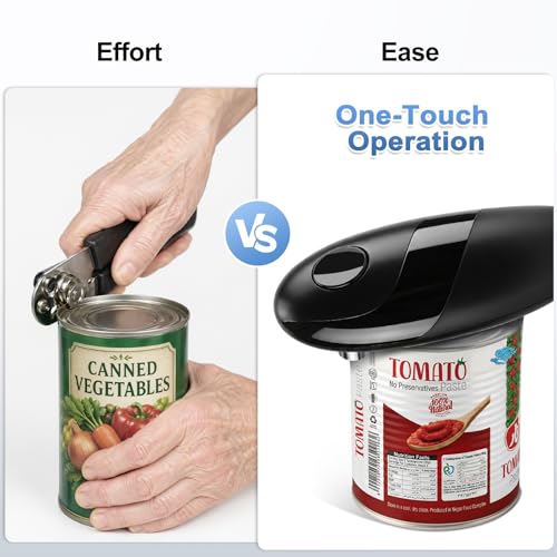 Automatic Electric Can Opener for Seniors & Arthritis, One-Touch Hands-Free Operation, Fits All Can Shapes, Smooth Edge, Battery Powered Portable Kitchen Gadget