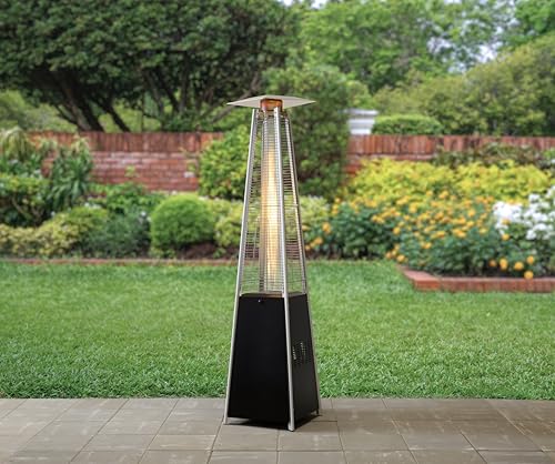 BTExpert 48000 BTU Pyramid Patio Heater for Outdoor Double Layer Stainless Steel Burner Triple Protection System Quartz Glass Tube Propane Heater for Home & Commerical Black