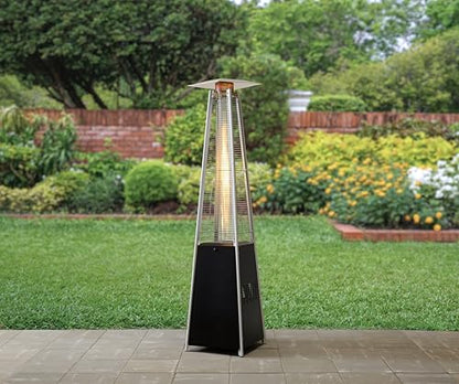 BTExpert 48000 BTU Pyramid Patio Heater for Outdoor Double Layer Stainless Steel Burner Triple Protection System Quartz Glass Tube Propane Heater for Home & Commerical Black