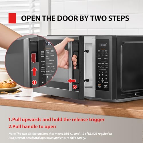 TOSHIBA ML4-EM12PA(BS) Countertop Microwave Oven with Stylish Design As Kitchen Essentials, Smart Sensor, 13 Auto Menus&Mute Function, 1.2 Cu Ft with 12.4" Turntable, 1000W, Black Stainless Steel