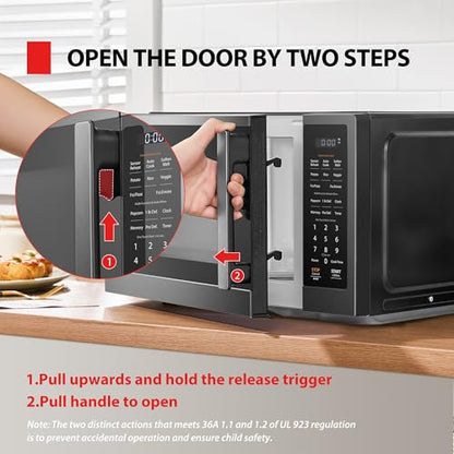 TOSHIBA ML4-EM12PA(BS) Countertop Microwave Oven with Stylish Design As Kitchen Essentials, Smart Sensor, 13 Auto Menus&Mute Function, 1.2 Cu Ft with 12.4" Turntable, 1000W, Black Stainless Steel
