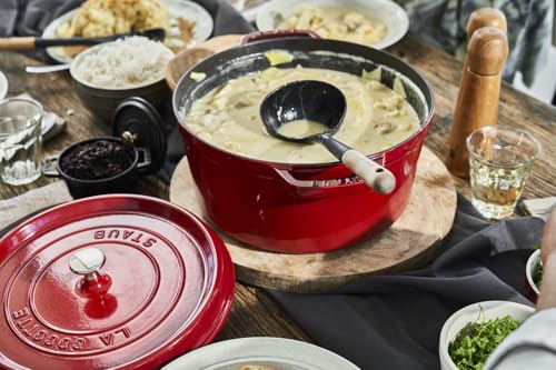 STAUB Cast Iron 7-Qt. Cocotte Round Dutch Oven, Serves 7-8, Cherry
