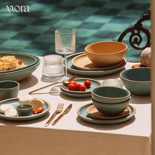 Mora Micro Ramekins Set of 4, 6oz Ceramic Pottery Baking Dishes - Microwave, Oven and Dishwasher Safe - Iris
