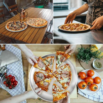 Axigundaone 6 Pcs Stainless Steel Pizza Pans 8 Inch, Non-Stick Pizza Pan for Baking, Reusable Pizza Trays for Oven (Silver)