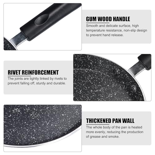 Gavigain Non-stick Frying Pan, 6 Inch Flat Bottom Pancake Pan Medical Stone Skillets with Heat-Resistant Handle for Eggs, Kitchen Induction Cooker (Black)