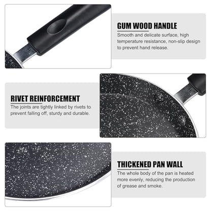 Gavigain Non-stick Frying Pan, 6 Inch Flat Bottom Pancake Pan Medical Stone Skillets with Heat-Resistant Handle for Eggs, Kitchen Induction Cooker (Black)