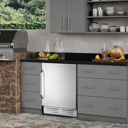 Velieta 24 Inch Outdoor Beverage Refrigerator Cooler,Stainless Steel Wide Refrigerator for 210 Cans,Fit Perfectly for 24" Space Built-in Counter or Freestanding with powerful and quiet cooling system