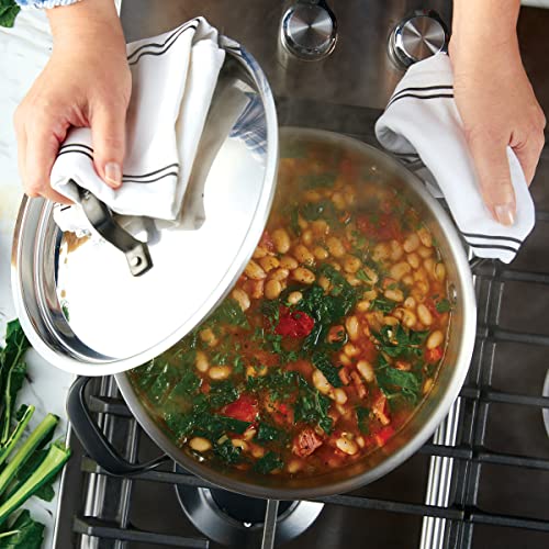 KitchenAid 5-Ply Clad Polished Stainless Steel Stock Pot/Stockpot with Lid, 6 Quart - Stainless Steel