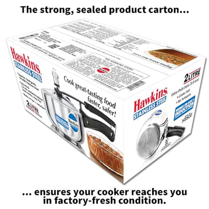 Hawkins Pressure Cooker, Stainless Steel Inner Lid Cooker, Induction Cooker, Small Cooker, Silver HSS20 2 Litre