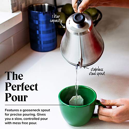 Gooseneck Electric Kettle with Temperature Control - 0.8L Stainless Steel & BPA Free Plastic - Custom Temp Presets for Teas & Coffee - Keep Warm Option