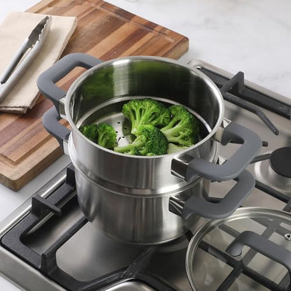 Oster Beauford 3 Quart Stainless Steel Dutch Oven With Steamer Set - Induction Safe