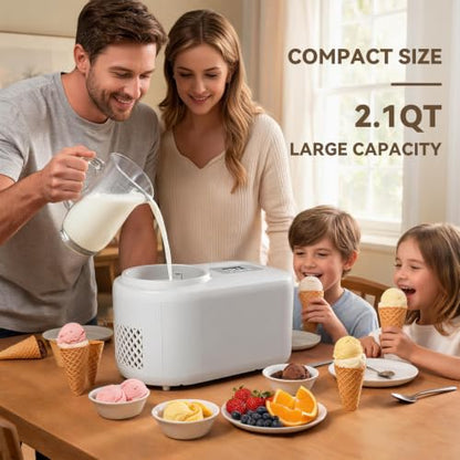 Ice Cream Maker with Built-in Compressor - Fastest Freezing Automatic Ice Cream Machine, 1.2QT Capacity with LCD Display for Homemade Ice Cream, Sorbet, Frozen Yogurt