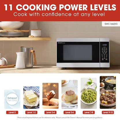 SHARP Countertop Microwave Oven with Removable 13.6" Carousel Turntable, 1100 Watt, 1.6 Cubic Feet, Stainless Steel