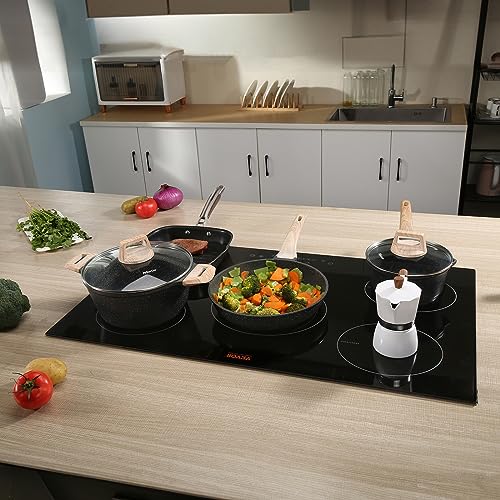 VEVOR Built-in Induction Electric Stove Top 30 Inch,5 Burners Electric Cooktop,9 Power Levels & Sensor Touch Control,Easy to Clean Ceramic Glass Surface,Child Safety Lock,240V