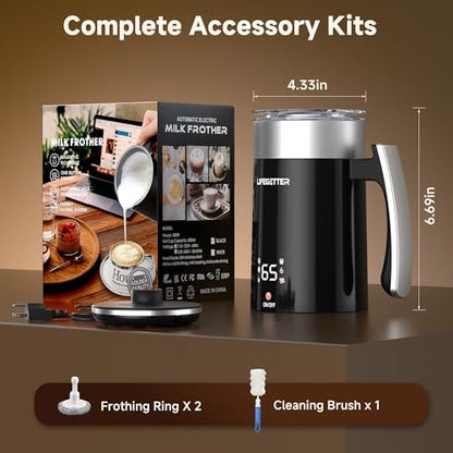 LIFEGETTER Milk Frother and Steamer 6-in-1 Electric Milk Frother 420ml/14.2oz Automatic Hot and Cold Foam Maker with Temp Contro Milk Warmer for Latte Cappuccino Macchiato Hot Chocolate Yogurt