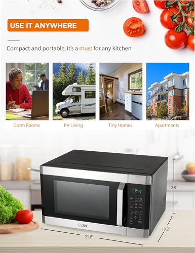 Commercial Chef 1.6 Cu. Ft. Countertop Microwave Oven, CHM16MS6, Stainless
