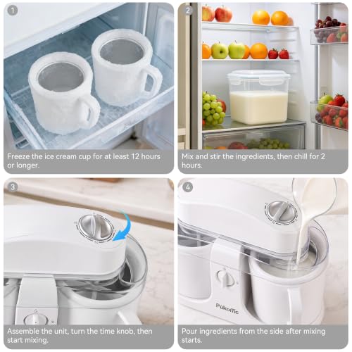 Pukomc Home Swirl Ice Cream Maker Machine with 2 Ice Cream Cup,0.9 quarts