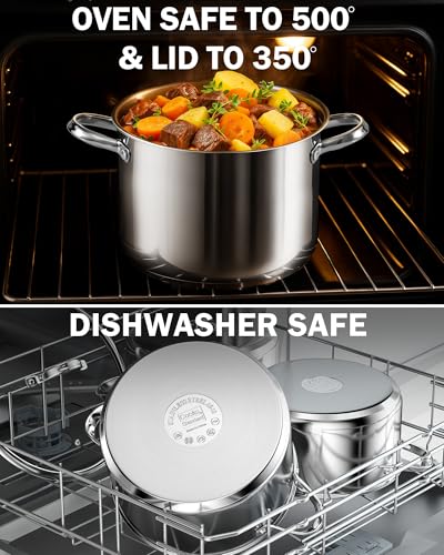 Cooks Standard 8-Quart Stainless Steel Stockpot with Glass Lid, Large Dutch Oven Casserole for Soup, Stew, Chili & Pasta, Induction Compatible