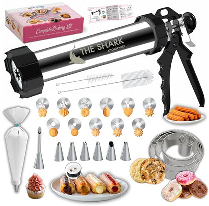 Churro Maker Machine & Spritz Cookie Press Gun Kit – 304 Stainless Steel, Easy to Clean & Large Capacity – Make Authentic Churros & Cookies at Home – Ideal Baking Tool for Families, Chefs & Beginners