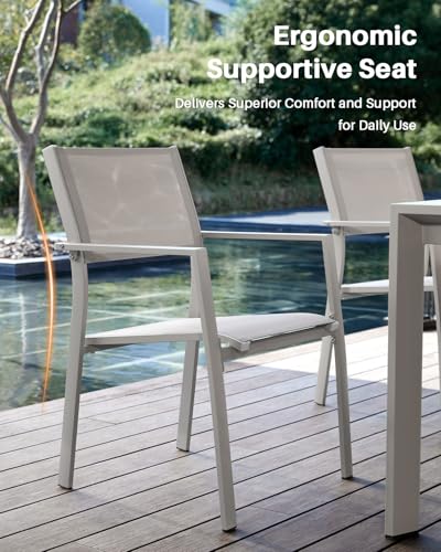 SEEHILL 11-Piece Extendable Patio Dining Set for 10 Person, Oversized Expandable Outdoor Dining Table and 10 Stackable Dining Chairs, Aluminum Outdoor Table and Chairs Set for Backyard, Deck, Poolside