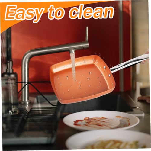 CNAFGBGG Square Frying Pan 9.5'' Square Skillet Non Stick Induction Frying Pan with Stainless Steel Handle Cooking Dishwasher and Oven Safe for Quickly Even Heating.