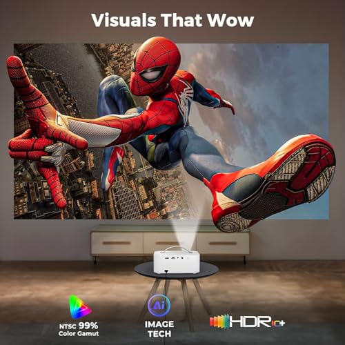 [5000+ Official-Apps & AI Auto Focus & 50W Dolby Audio] Outdoor-Projector-4k with WiFi and Bluetooth, AI Movin 2.0 OS Smart Projector with HDR10+, Lisowod Portable 4K Proyector 2026 Upgraded