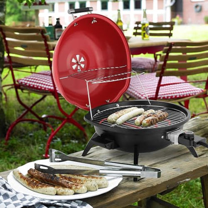 Outvita Outdoor/Indoor Electric Grill, 1600W, Double Layer Design, Red