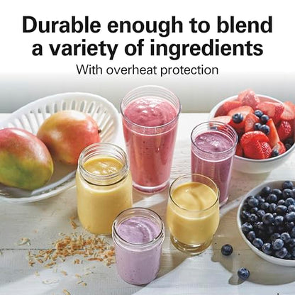 Hamilton Beach Portable Blender for Shakes and Smoothies, 14 Oz BPA Free Travel Cup & Lid, Durable Stainless Steel Blades, Personal Smoothie Blender, Raspberry, 51131G