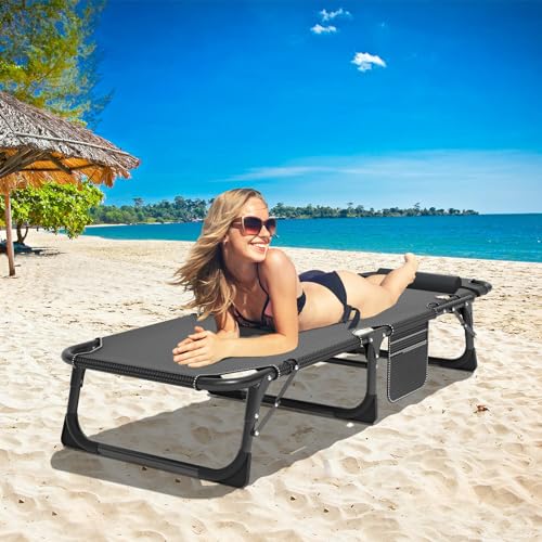DoCred Chaise Lounge Chair, 5-Position Folding Outdoor Lounge Chair