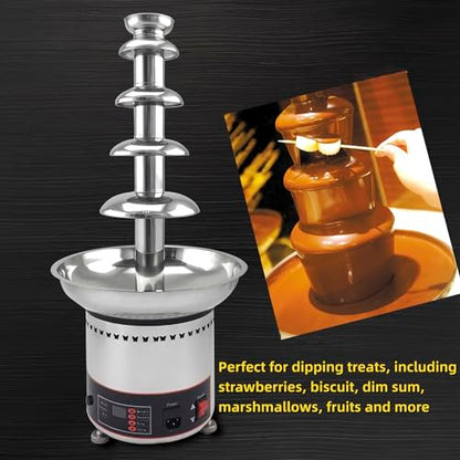 TIANGUOHE 5 Tier Chocolate Fondue Fountain Machine, 110V Electric Commercial Chocolate Fountain Machine for Parties Weddings and Parties, 8.8 Lbs of Chocolate