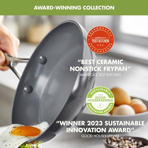 GreenPan Valencia Pro Ceramic Nonstick 13 Piece Cookware Set, Hard Anodized PFAS-Free Pots & Pans, Induction Ready, Compatible on All Cooktops, Dishwasher Safe, Oven Safe to 600F, Gray