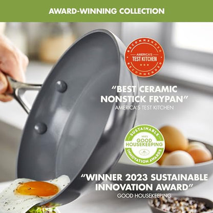 GreenPan Valencia Pro Hard Anodized Healthy Ceramic Nonstick 4.5QT Saute Pan Jumbo Cooker with Lid, PFAS-Free, Induction, Dishwasher Safe, Oven Safe, Gray