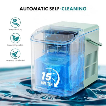 OLIXIS Ice Maker Machine with Handle,26lbs in 24 Hours, Portable Ice Maker