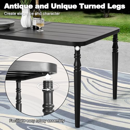NUU GARDEN 7-Piece Outdoor Metal Dining Set, Patio Dining Table Set with 2 Textilene Swivel Chairs and 4 Textilene Chairs, Patio Furniture Set for Patio, Deck, Garden, Backyard, Balcony, Black&Brown