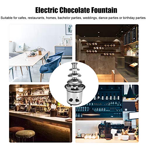 Stainless Steel Chocolate Fountain Chocolate Fondue Maker Four layer Chocolate Fondue Machine large capacity easy to for cafes restaurants(British Flag Type), chocolate fountain