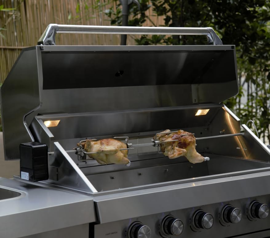 MCP-Distributions 3 Piece 10' Foot Modular Marble Top Black Stainless Steel Outdoor BBQ Kitchen Island Grill, Propane or Natural Gas, with Refrigerator and Sink Modules, 3PMGB