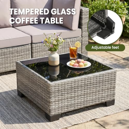 BJROESUW 7 Piece Patio Furniture Set, Outdoor Wicker Sectional Sofa Set