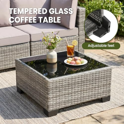 BJROESUW 7 Piece Patio Furniture Set, Outdoor Wicker Sectional Sofa Set