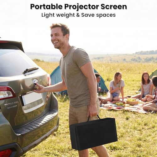 120inch Projector Screen with Stand: Portable Projector Screen Outdoor Indoor Front/Rear16:9 4K HD with Carry Bag, Sandbag - Lightweight Movie Screen for Backyard, Camping, Theater