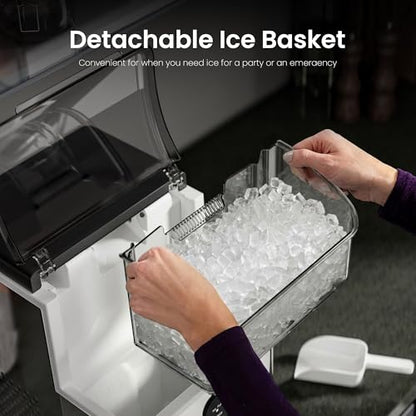 Kismile Nugget Ice Maker Countertop, 33 Lbs/Day,Self-Cleaning,Steel