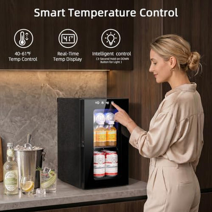 Antarctic Star 10L Mini Fridge, Beverage Refrigerator Small Drink Fridge for Bedroom, beverage cooler with Digital Temp Adjustment 40-61°F, Ideal for Bedroom, Dormitory, Office, Bar and Kitchen