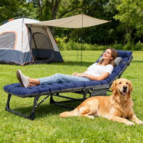 DoCred Chaise Lounge Chair, 5-Position Folding Outdoor Lounge Chair