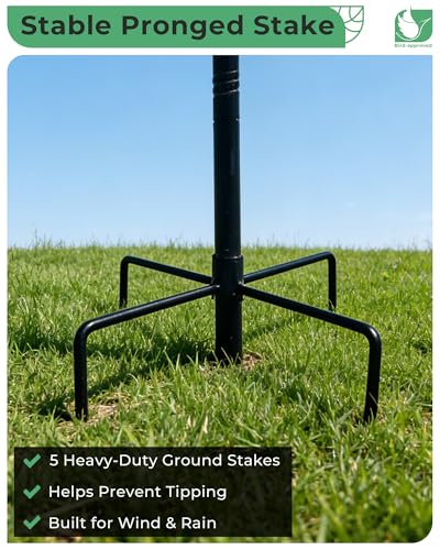 OUISJYER Small Metal Bird Bath for Outdoors, 10" Dia Bowl with Stake Birdbaths Garden Yard Lawn Decor 0.4 Gallon
