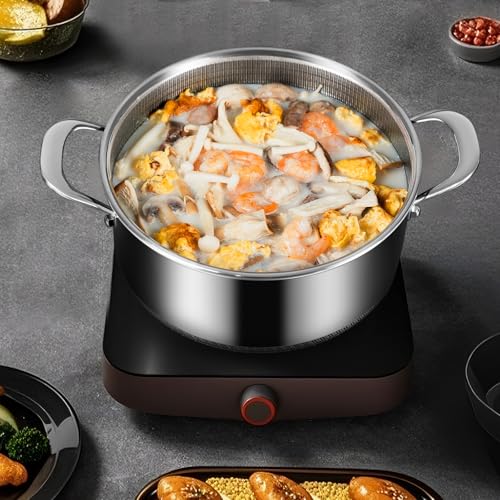 Bakoniion Hybrid Nonstick 5 QT Stockpot with Lid Two Handles, Stainless Steel Stockpot with Honeycomb Texture,Compatible with All Cooktops,Dishwasher and Oven Safe