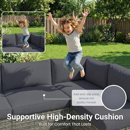 7 Pieces Wicker Patio Furniture Set - Patio Sofa and Chair for All Weather