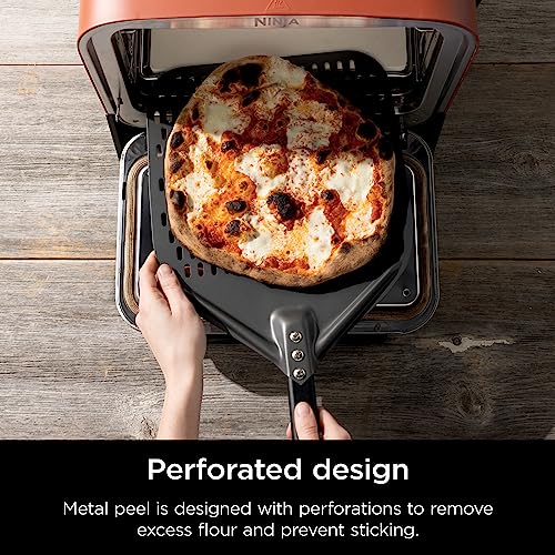 Ninja XSKOPPL Woodfire Outdoor Perforated Pizza Peel, Compatible with Ninja Woodfire Outdoor Oven (OO100 series), Hanging Drawstring, Aluminum, Grey/Black