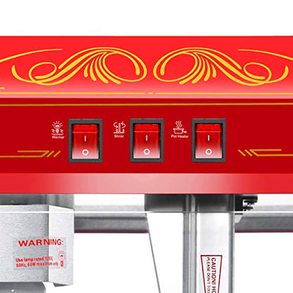 Good Time Popcorn Machine - 3-Gallon Popper with Steel Kettle, Old Maids Drawer, Warming Tray, and Scoop for Home by Great Northern Popcorn (Red)