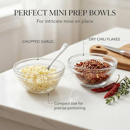 SENTOP Set of 10 Mini Prep Bowls, 2.36 Inch Small Glass Bowls, Stackable Clear Prep Mixing Bowls for Prep, Dessert, Dips, Nut and Candy Dishes, Dishwasher Safe