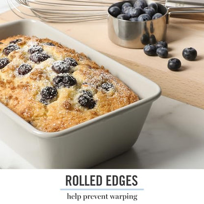 Martha Stewart Gallen 9-Inch Nonstick Carbon Steel Loaf Pan – Cool Grey, Durable Bakeware for Even Baking and Easy Release